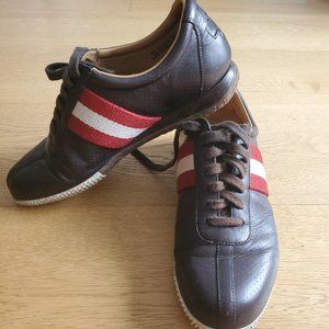 Bally woman brown leather stripe trainer sneaker 6.5